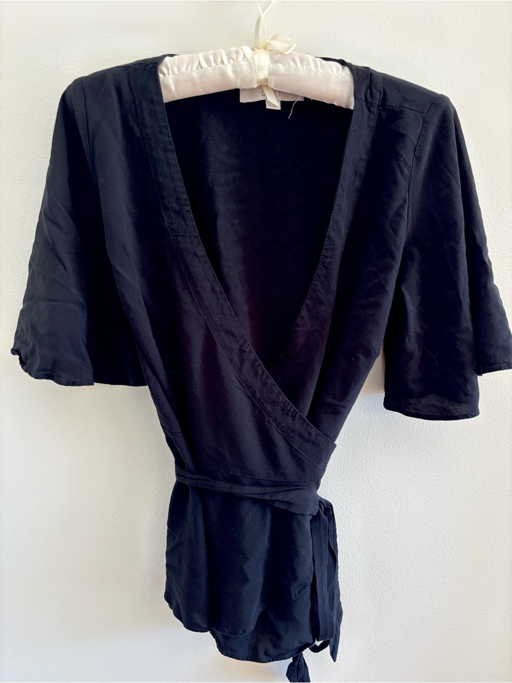 LOFT Black Wrap Blouse